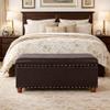 HomePop Faux Leather Cocktail Storage Bench, Brown view 2