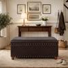 HomePop Faux Leather Cocktail Storage Bench, Brown view 4