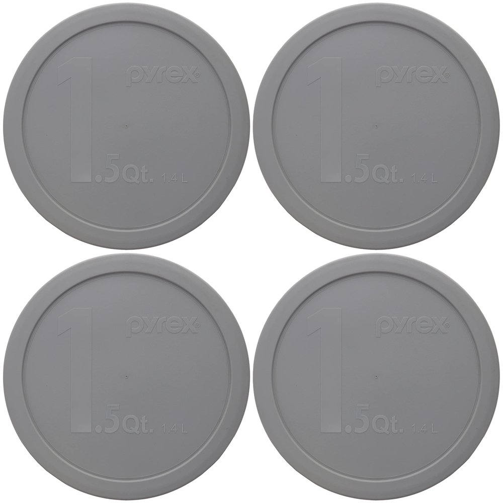 Pyrex 323-PC 1.5qt/1.4L Jet Gray Mixing Bowl Replacement Food Storage Lids (4 Pack) - Made in The USA