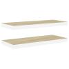 Bopdu Floating Wall Shelves Mounted, Wall Shelves Storage Decoration for Bedroom Bathroom Living Room 2 pcs Oak and White 31.5"x9.3"x1.5" MDF view 2