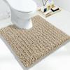 Yimobra Toilet Rug U Shaped Washable 24x24 Inch - Ultra Soft Absorbent Chenille Bath Rugs for Toilet, Quick Dry & Machine Washable, Non Slip Contour Bathroom Mat, Pale Khaki view 1