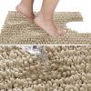Yimobra Toilet Rug U Shaped Washable 24x24 Inch - Ultra Soft Absorbent Chenille Bath Rugs for Toilet, Quick Dry & Machine Washable, Non Slip Contour Bathroom Mat, Pale Khaki view 3
