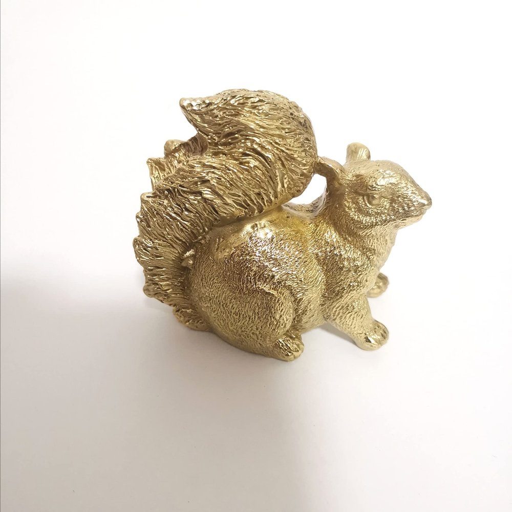 Brass Squirrel Figurines Model,Copper Cute Animals Statue Sculpture Crafts Collection Desktop Ornament Home Sand Table Bookshelf Decor Accessories Study Paperweigh