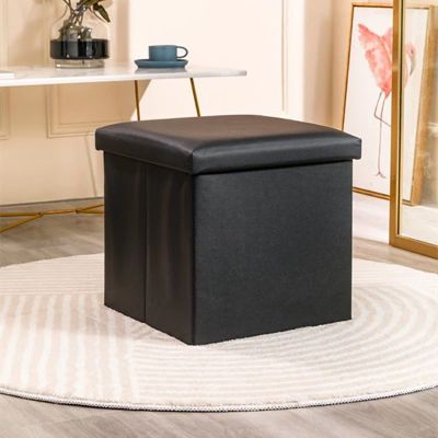 Folding Storage Ottoman Bench with Lid, Upholstered Faux Leather Storage Ottoman Bench, Shoe Bench End of Bed Storage, for Bedroom, Living Room Ottoman Bench ( Color : Color4 , Size : 30*30*30CM )