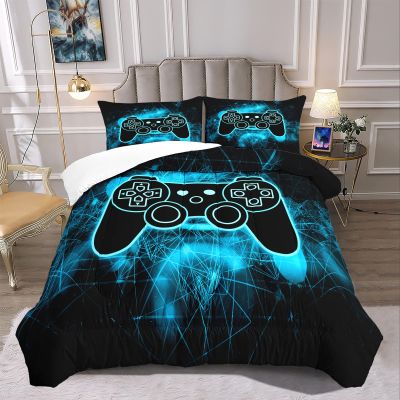 Gamer Bedding Gaming Bedding Sets - Full Size Bedding Sets for Teen Boys Kids Bedding Sets for Boys Full Bed Comforter Sets for Boys Blue,1 Comforter with 2 Pillowcases