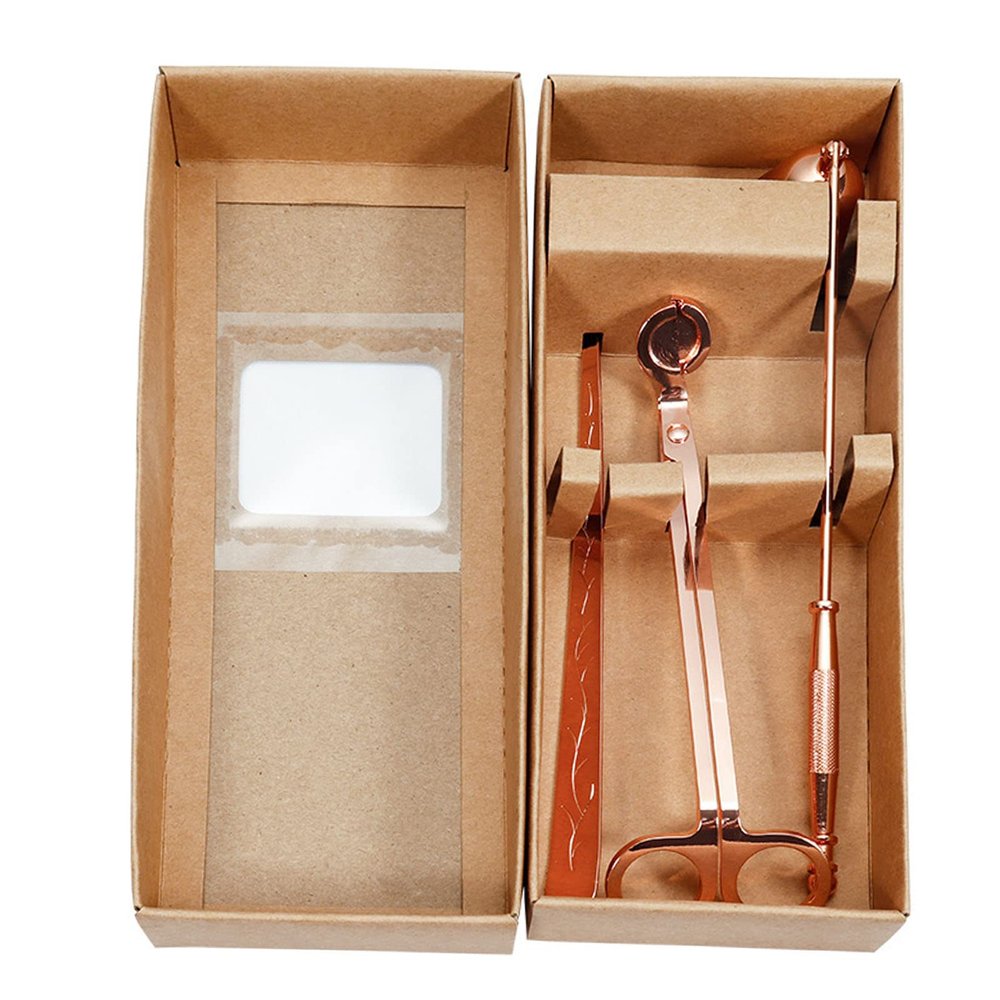 3 in 1 Candle Accessory Set, Stainless Steel Candle Wick Trimmer Cutter Candle Snuffer Extinguisher Wick Dipper, Candle Care Tools Gift for Candle Lovers (Rose Gold)