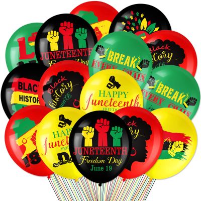 Aoriher 45 Pcs Happy Juneteenth Balloons 12 Inch Juneteenth Latex Balloons Decorations Black Green Yellow Freedom Day Party Decorations for Africa American 1865 Patriotic Party Supplies
