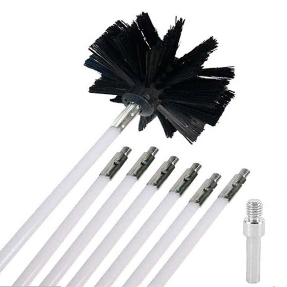 LIYUN Chimney Sweep kit Chimney Brush Set, Chimney Cleaning Brush, Includes 6/9/12/15 610mm Flexible Rods and 1 Chimney Cleaning Heads for Dry Flue Duct,9m (Color : 6 Rods, Size : 410mm)