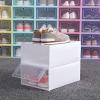 6pcs Shoe Storage Box, Thickened Transparent Stackable Flip Cover Design Shoe Organizer Shoe Display Case for Home view 2