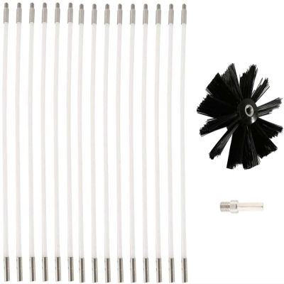 LIYUN Chimney Sweep kit Chimney Cleaning Brush, Chimney Kit, Duct Vent Cleaning Set with 6/9/12/15 Rods 1 Heads, Chimney Sweeping Kit/Dryer Vent,9m (Color : 15 Rods, Size : 410mm)