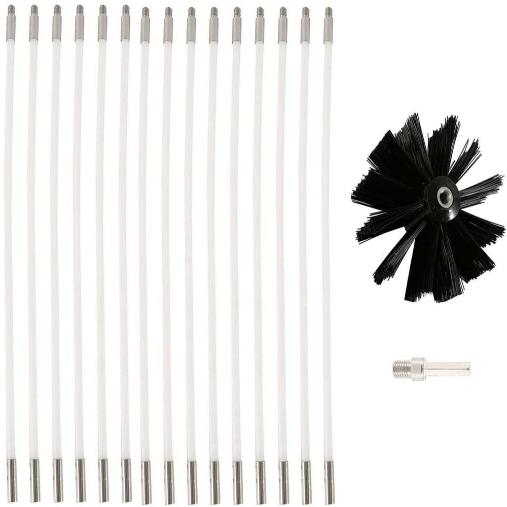 LIYUN Chimney Sweep kit Chimney Cleaning Brush, Chimney Kit, Duct Vent Cleaning Set with 6/9/12/15 Rods 1 Heads, Chimney Sweeping Kit/Dryer Vent,9m (Color : 15 Rods, Size : 410mm)