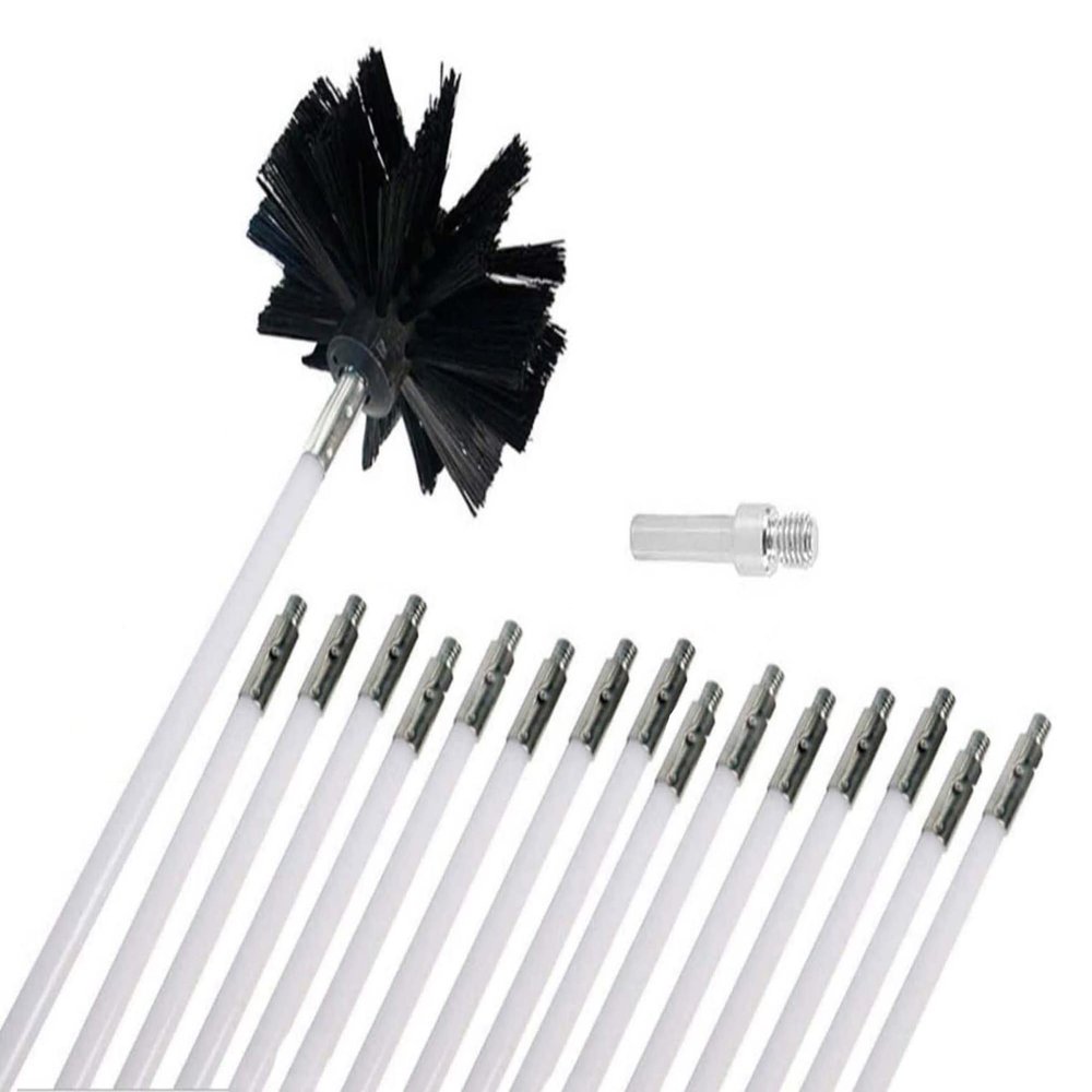 LIYUN Chimney Sweep kit Chimney Brush Set, Chimney Cleaning Brush, Includes 6/9/12/15 610mm Flexible Rods and 1 Chimney Cleaning Heads for Dry Flue Duct,9m (Color : 15 Rods, Size : 410mm)