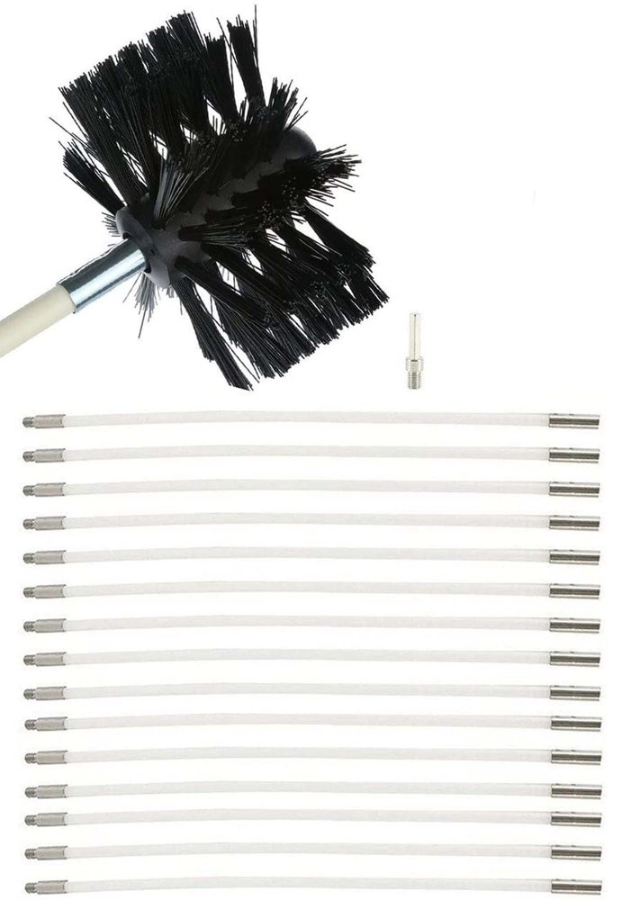 LIYUN Chimney Sweep kit Chimney Sweep Kit, 6/9/12/15 Flue Brush Rods, Nylon Chimney Cleaning Brush, Flue Brush Kit for Dry Flue Duct Removal,12m (Color : 15 Rods, Size : 410mm)