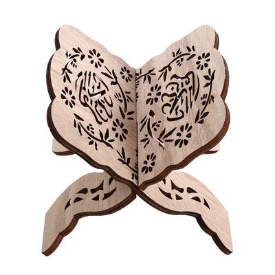 1PCS Folding Carved Wooden Cookbook Holder,Wooden Book Shelf Recipe Book Holder Textbook Display Stand(A)