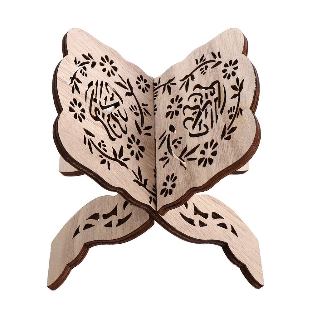 1PCS Folding Carved Wooden Cookbook Holder,Wooden Book Shelf Recipe Book Holder Textbook Display Stand(A)