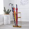Bsetain Umbrella Stand Rack Hallway Decor Umbrella Holders Umbrella Stands with Water Tray and Hooks, Metal Umbrella Holder for Home Office Hallway Car, Space Saving, Gold view 3