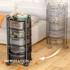 Rotating Multi Layer Kitchen Shelf Kitchen Storage Rotatable Rack, Stainless Steel Multi-Layer Movable Stable Breathable Mesh Fruit and Vegetable Storage Basket with Wheels, ( Size : Four floors ) view 2