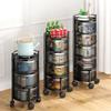 Rotating Multi Layer Kitchen Shelf Kitchen Storage Rotatable Rack, Stainless Steel Multi-Layer Movable Stable Breathable Mesh Fruit and Vegetable Storage Basket with Wheels, ( Size : Four floors ) view 4