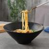 9 Inch Ceramic Mixing Bowls Black Sevres Porcelain Bowl Creative Cutlery Dinnerware with Japanese Retro Style view 2