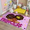 Black Girl Area Rug for Bedroom Cute African Girls Floor Rugs for Bedroom Large Rug Purple Decor for Teen Living Room Soft Floor Carpet Girls Room Mat, 5'7' view 3