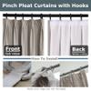 Frelement Room Darkening Blackout Window Curtains Velvet Solid Curtain Pinch Pleat Window Curtain for Bedroom Privacy Panels Drapes Thermal Window Drape, 52" W x 102" L, 2 Panels, Light Grey view 2
