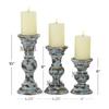 Grey Rustic Hand Carved Wooden Pillar Candle Holders - Set of 3 | Decorative Style | Crafted from Mango Wood | Rustic Table Centerpiece Decor | view 2