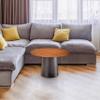 ALOADECOR W23.6 Walnut Veneer Mid Century Modern Metal Single Round Coffee Table for Living Room Bedroom view 1
