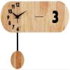 Wall Clock Creative Wall Clock Living RoomWooden Swing Wall Hanging ClockMute Quartz Wall Watch with Black Arabic Numerals for Home Office Personality view 1
