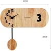 Wall Clock Creative Wall Clock Living RoomWooden Swing Wall Hanging ClockMute Quartz Wall Watch with Black Arabic Numerals for Home Office Personality view 2
