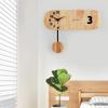 Wall Clock Creative Wall Clock Living RoomWooden Swing Wall Hanging ClockMute Quartz Wall Watch with Black Arabic Numerals for Home Office Personality view 3