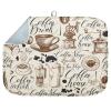 Sanwarm Absorbent Dish Drying Mat, Coffee House Microfiber Pad for Kitchen Counter, Coffee Bar Decor, Heat Resistant and Reversible, 16" x 18" view 1