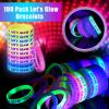 Karenhi 100 Pcs Glow in the Dark Bracelets Neon Party Favors Let's Glow Silicone Bracelet Crazy Bracelet Light up Wristbands for Neon Party Concerts Sports Parties Night Favors, 10 Styles view 2