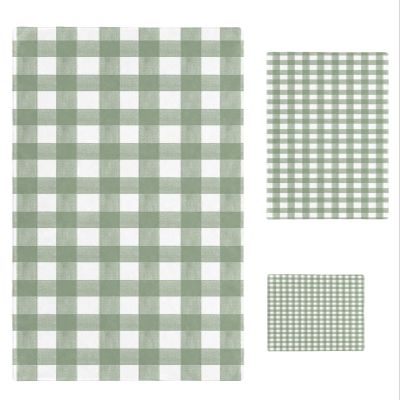 Green Buffalo Plaid 3 Piece Bath Towels Set, Geometric Striped Minimalist Art Soft & Absorbent Towel for Bathroom, Hotel (1 Bath Towel 30x60, 1 Hand Towel 16x28, 1 Washcloth 13x13)