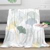 Abstract Ginkgo Leaves Throw Blanket for Couch,Rustic Watercolor Nature Green Yellow Plant Leaves Bed Blankets,Soft and Warm Blankets for Winter 60x80inch(150x200cm) view 1