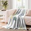 Abstract Ginkgo Leaves Throw Blanket for Couch,Rustic Watercolor Nature Green Yellow Plant Leaves Bed Blankets,Soft and Warm Blankets for Winter 60x80inch(150x200cm) view 3