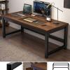 CraftThink Computer Writing Desk, Rectangular Gaming Desk with Steel Legs Modern Sturdy Home Office Study Table Work Desk Corner Desk Writing Desk Table, Walnut 63" L x 23.5" W x 29" H view 1