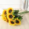 Artificial Sunflower with Long Stem Silk Sunflower Branch Spring Summer Floral Arrangement for Home Living Room Decoration Wedding Bouquet Prop(7 Branch) view 3