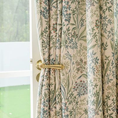 ILUOGUDU Floral Farmhouse Curtains Semi-Blackout Living Room Drapes 102 Inch Length Cotton Linen Blend Bohemian Window Curtain Panels White Bedroom Drapes, 1 Panel (Rod Pocket, 63" W x 102" L)