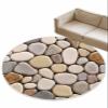 Marble Pebble Stone Round Area Rug 4ft,Washable Outdoor Indoor Carpet Runner Rug for Bedroom,Kitchen,Bathroom,Living Room,Area+Rug Large Bath Door Desk Floor Mat Abstract Brown Granite Agate Tiles view 2
