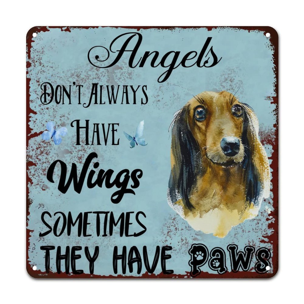 ArogGeld Angels Don't Always Have Wings Sometimes They Have Paws Tin Sign Golden Retriever Dog Metal Wall Art Dog Mom Gift 10x10in Chic Metal Plaque for Home Street Gate Bars Restaurants