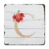 ArogGeld Initial Letter C Tin Sign Monogram Red Poppy Floral Metal Tin Sign Last Name Decorative Home Wall Art Gardener 10x10in Retro Wall Plaque Decor for Indoor Outdoor Farmhouse Coffee view 1