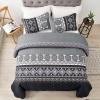 WONGS BEDDING Boho Quilt Set Queen,Black Grey Bedspread Coverlet Set with 2 Pillowcase,Lightweight Geometry Printed Bohemian Bedding Set 96"90" view 2
