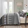 WONGS BEDDING Boho Quilt Set Queen,Black Grey Bedspread Coverlet Set with 2 Pillowcase,Lightweight Geometry Printed Bohemian Bedding Set 96"90" view 3