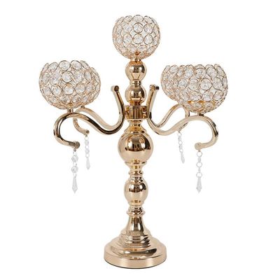 5 Arm Crystal Candelabra Centerpieces, Candle Holders for Wedding Columns, Home Holiday Dinner Party Table Decoration