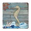 ArogGeld Nautical Coastal Seahorse Rudder Seagull Tin Sign Sea Wave Metal Wall Art Beach Themed Decorative Wall Art 10x10in Abstract Wall Art Decor for Home Outside Farm Garden Garage view 1