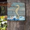 ArogGeld Nautical Coastal Seahorse Rudder Seagull Tin Sign Sea Wave Metal Wall Art Beach Themed Decorative Wall Art 10x10in Abstract Wall Art Decor for Home Outside Farm Garden Garage view 2