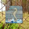 ArogGeld Nautical Coastal Seahorse Rudder Seagull Tin Sign Sea Wave Metal Wall Art Beach Themed Decorative Wall Art 10x10in Abstract Wall Art Decor for Home Outside Farm Garden Garage view 3