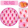 100 Pcs Preppy Party Plates Napkins Forks Supplies Set Disposable Tableware Paper Plates Dinnerware Y2K Girl Bachelorette Party Decoration Favors Serves 25 view 3