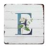 ArogGeld Initial Letter E Blue Metal Sign Monogram White Floral Metal Wall Art Single Letter Decorative Wall Art French Floral 10x10in Farmhouse Wall Plaque Decor for Home Outside Farm Garden Garage view 1