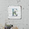ArogGeld Initial Letter E Blue Metal Sign Monogram White Floral Metal Wall Art Single Letter Decorative Wall Art French Floral 10x10in Farmhouse Wall Plaque Decor for Home Outside Farm Garden Garage view 4